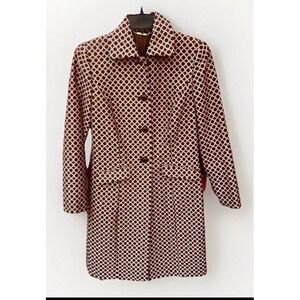 Vintage Y2K Sigrid  Olsen Coat Geometric, Design -Brown Beige Brocade XS